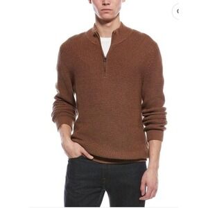 Hunter Mens Small Quarter Zip Waffle Knit Sweater Brown Cotton NWT $119 Pullover